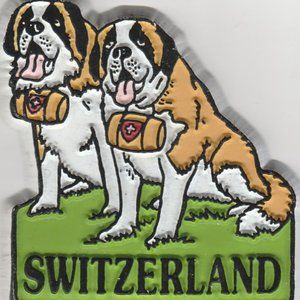 Switzerland St. Bernard Recue Dogs souvenir magnet for refrigerator, locker, etc